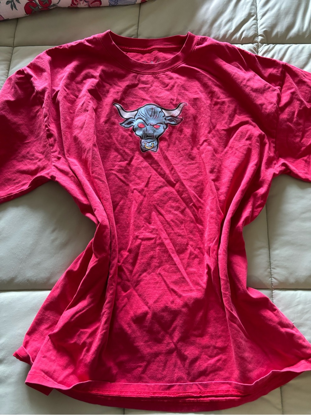 WWE Pink Short Sleeve Tee with Bull Patch